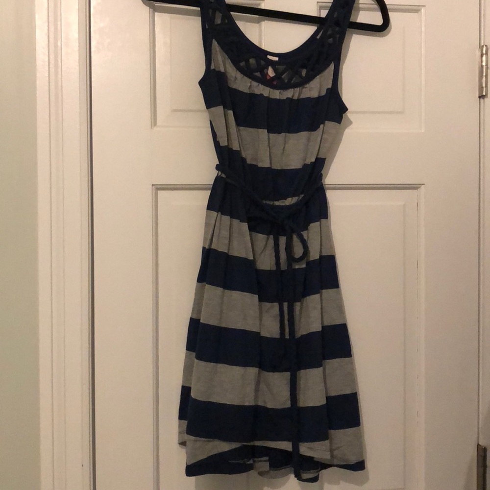 Navy and Gray Striped Cotton Dress